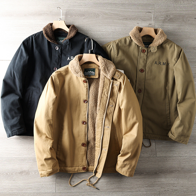 美式复古 内里仿羊羔绒！加厚保暖秋冬男士翻领休闲N-1甲板服棉服