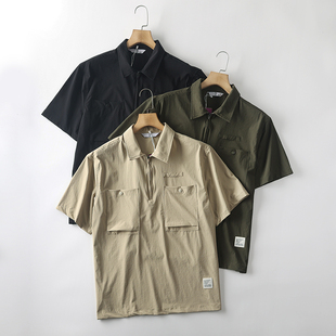 男立体口袋半拉链翻领速干短袖 夏季 T恤 透气防泼水 都市机能户外