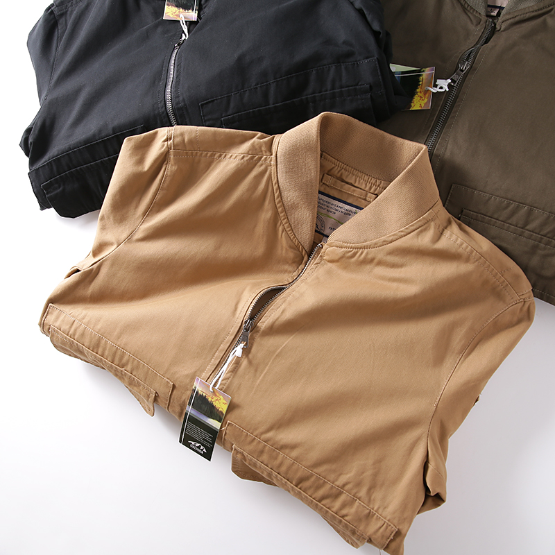 斜纹梭织全棉秋季棒球领夹克外套