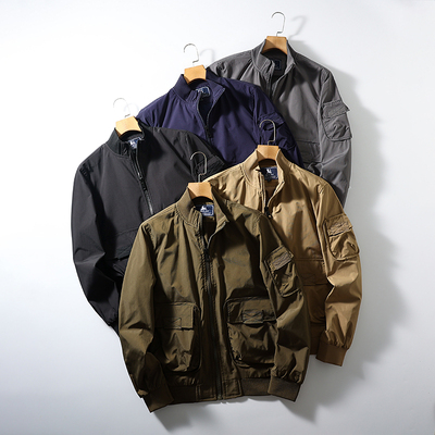 美式工装立领多口袋复古飞行夹克
