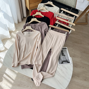 新款女士保暖衣！经典款高腰提臀套装圆领修身女发热棉保暖秋衣裤