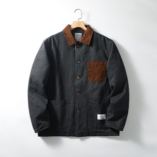 翻领猎装 复古vintage风 男士 防风保暖 夹克棉衣外套 菱格绗棉