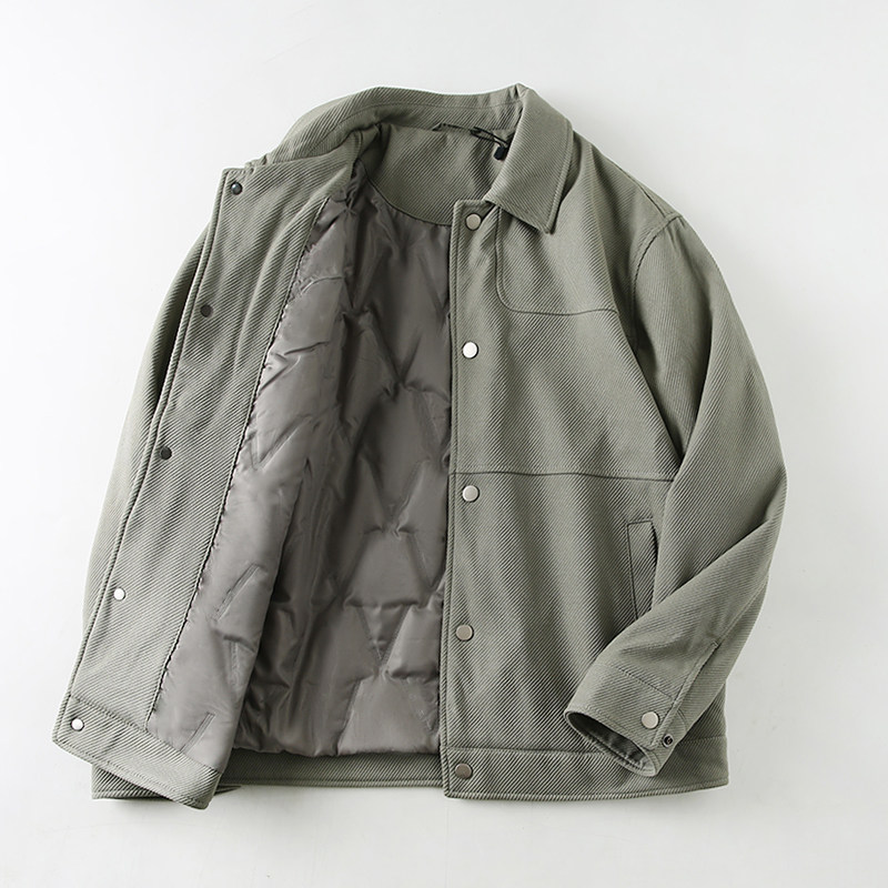 秋冬蓄热夹棉！潮流设计！斜纹肌理面料！秋季男翻领工装棉衣夹克