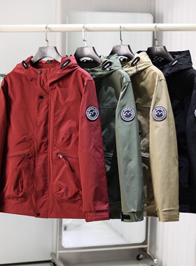 山系户外！防风防泼水！秋季新款连帽多口袋工装冲锋衣夹克外套男