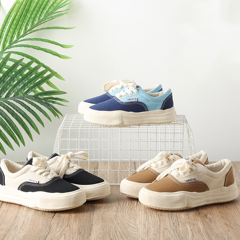 立体撞色设计!斜纹肌理质感!春夏女士溶解帆布鞋女鞋