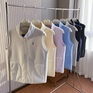 秋冬情侣款 仿羊羔绒内里 加绒加厚立领防风马甲 摇粒绒 巨保暖