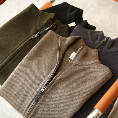 莫代尔混纺保暖亲肤立领针织开衫