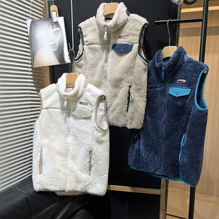 女式 冬季 立领撞色厚实保暖马甲背心 重磅加厚长毛绒 山系机能风