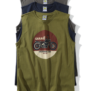 21支长绒棉 休闲圆领无袖 复古做旧印花 男士 背心 夏季 线下299