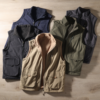 两面可穿防风防水保暖摇粒绒马甲