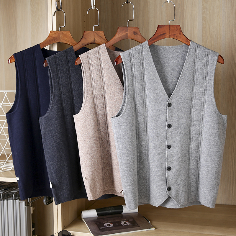 秋冬软糯亲肤V领无袖针织衫背心