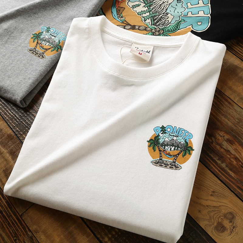 水洗磨毛棉！男士圆领短袖T恤衫