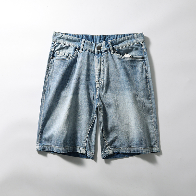 水洗磨白丹宁弹力透气牛仔短裤潮