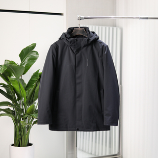 户外防泼水面料!可拆卸兔毛内胆!冬季男中长款连帽保暖派克棉服