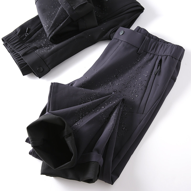 城市户外！裤型太赞了！秋冬三防加厚保暖软壳裤男松紧休闲直筒裤