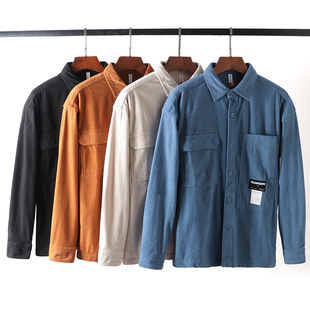 玉米格肌理暖绒面料！舒适软糯！秋冬男工装翻领休闲长袖衬衫外套