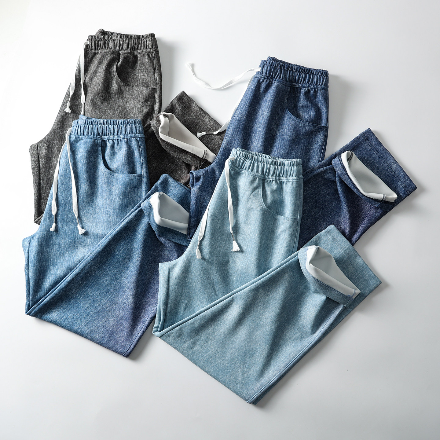 复古斑驳牛仔面料！柔软舒适细腻！秋季松紧腰百搭休闲直筒牛仔裤,男装,牛仔裤,淘宝优惠券,粉丝福利购,淘宝优惠卷