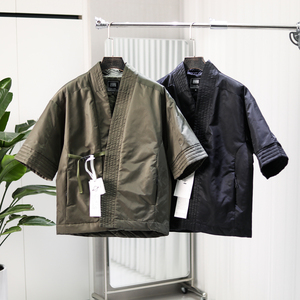 日潮CityBoy风！宽松廓形！秋冬男士V领叠穿道袍薄款短袖棉衣外套