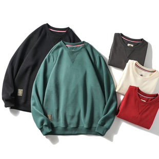 宽松纯色圆领百搭休闲卫衣 男士 微廓有型 350克重磅复合牛奶丝