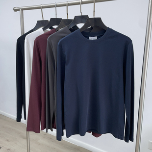 高支精梳棉 圆领纯色百搭长袖 亲肤透气 男士 T恤 秋季 打底苾备