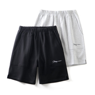 男松紧腰直筒运动休闲五分裤 岛国单 夏季 吸汗亲肤 针织毛圈棉