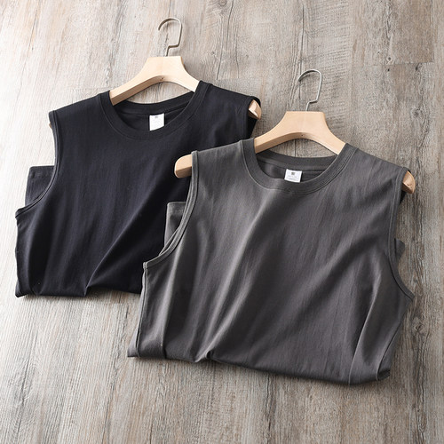 高克重水洗纯棉日系情侣背心居家