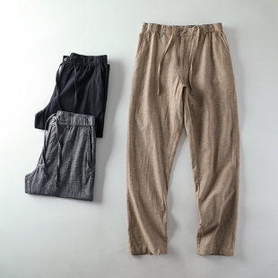 夏季 透气吸湿 薄款 男士 春夏苾备 纯色通勤直筒休闲裤 精仿亚麻
