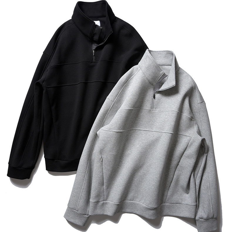 半拉链空气棉卫衣春秋宽松上衣男