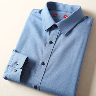 撤柜福利！提花条纹！挺括有型！秋季男翻领商务通勤休闲长袖衬衫