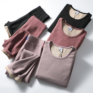 女款打底套装 澳洲自热驼绒 轻暖有型！高弹亲肤圆领保暖秋衣秋裤