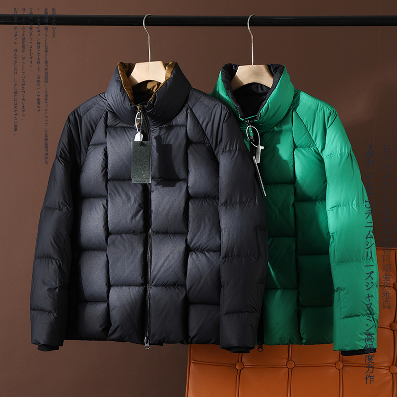 轻量保暖双层绗缝立领面包羽绒服