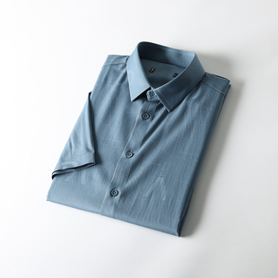 夏季 精致有型 新款 男弹力商务休闲短袖 轻奢质感 衬衫 暗纹肌理
