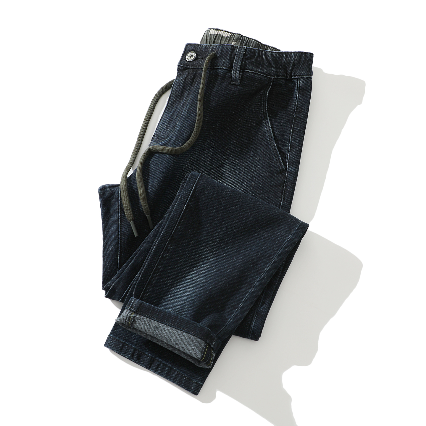 酵洗磨白舒适透气微弹直筒牛仔裤