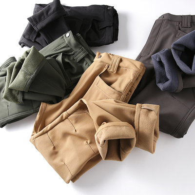 秋冬加绒加厚多口袋战术软壳长裤