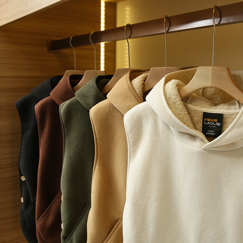 秋冬连帽保暖男休闲加绒背心外套