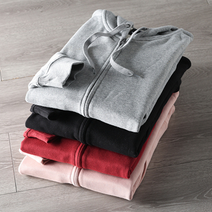 连帽纯色长袖 高克不起球 秋季 舒适细腻 休闲卫衣外套 棉质毛圈