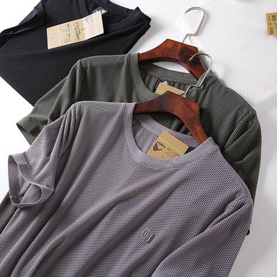 夏季蜂窝冰丝网眼速干短袖T恤衫