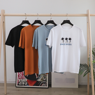 舒适精梳棉 圆领卡通印花短袖 吸湿透气 男士 T恤 夏季 设计师线