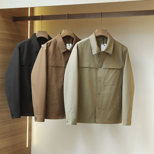 轻量化褶皱肌理面料！舒适有型！春秋款男士通勤休闲翻领夹克外套