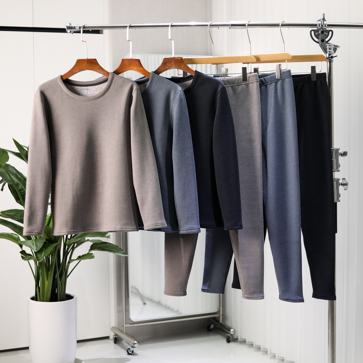 金貂香蒲绒！加绒加厚！高弹亲肤！秋冬男士圆领内衣秋裤保暖套装