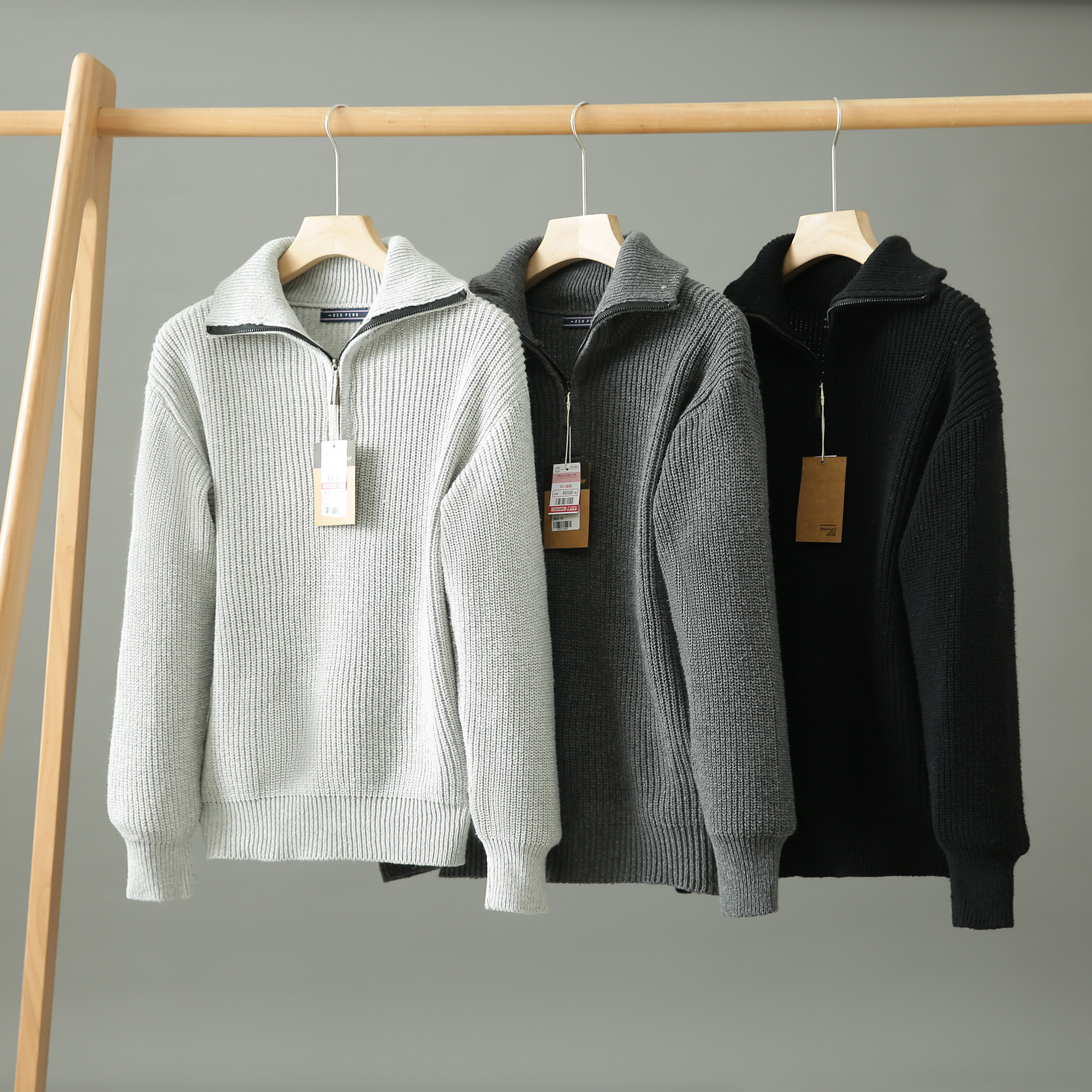 复古半拉链polo领！元宝针织！软糯亲肤！秋冬男士百搭针织衫毛衣,男装,针织衫/毛衣,淘宝优惠券,粉丝福利购,淘宝优惠卷