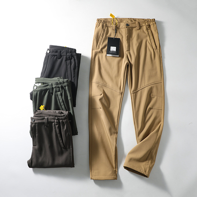 加绒加厚户外防风防水直筒软壳裤