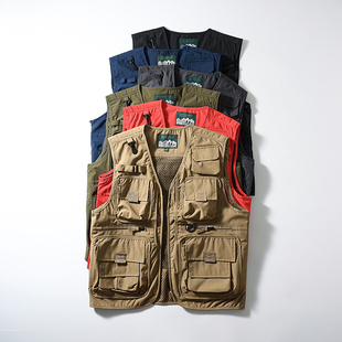 专业户外摄影钓鱼工装马甲春秋男机能立体多口袋透气网面马甲背心
