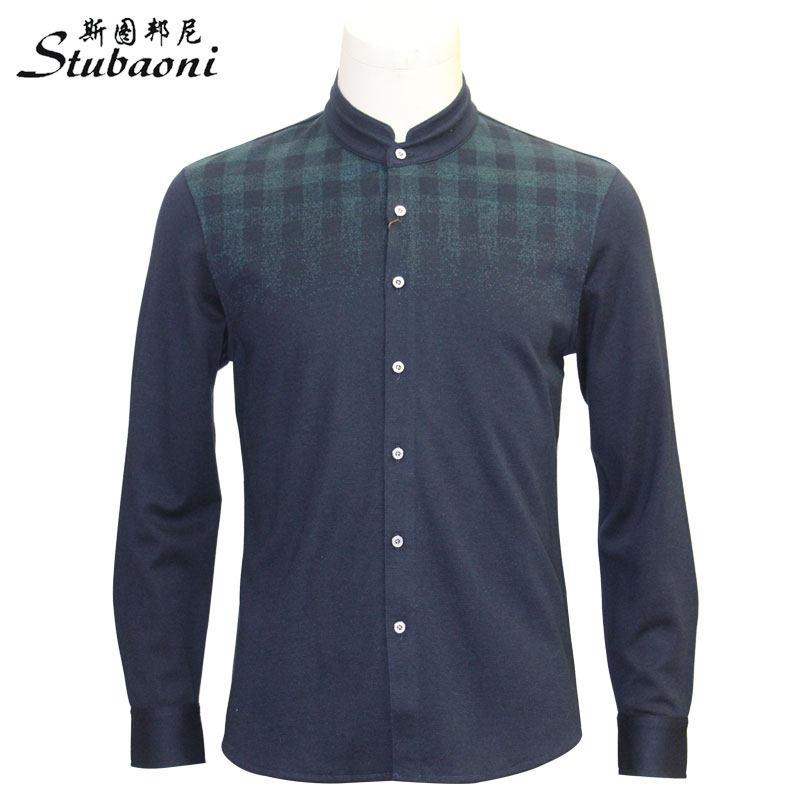 斯图邦尼stubaoni hc1632599 羊毛蚕丝小立领针织休闲衬衫 渐变色