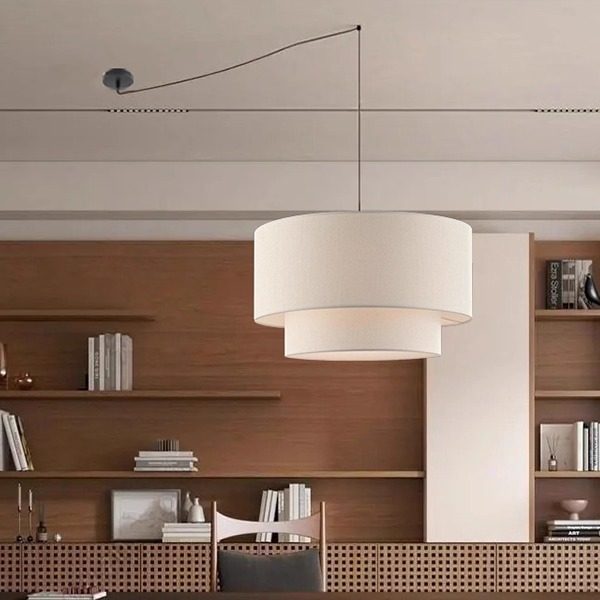 奶油中古风客厅吊灯设计师款餐厅卧室书房氛围感圆形布艺灯具,家装灯饰光源,客厅吊灯,淘宝优惠券,粉丝福利购,淘宝优惠卷