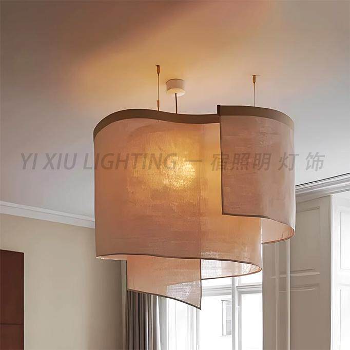 侘寂风客厅吊灯日式复古民宿卧室餐厅创意个性艺术设计师布艺灯具,家装灯饰光源,客厅吊灯,淘宝优惠券,粉丝福利购,淘宝优惠卷