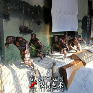 民俗文化拉纤川江号子主题人物的雕塑仿铜玻璃钢户外城市广场雕像