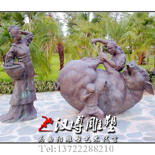 玻璃钢曾子杀猪预言故事雕塑城市景观古代小品诚信文化主任人物