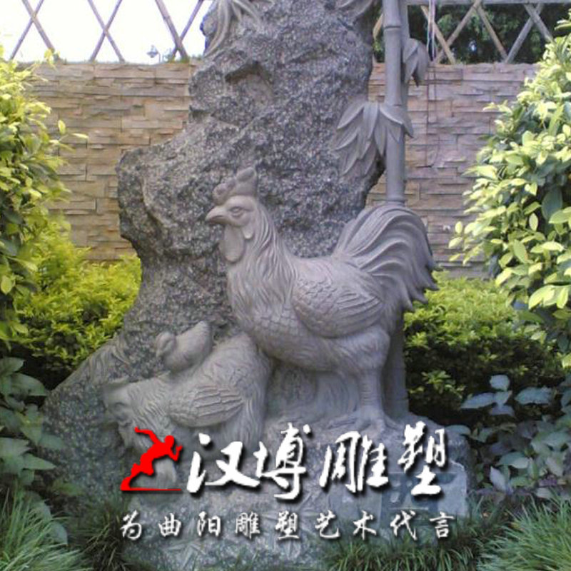 石雕酉鸡十二生肖动物雕刻户外精品石雕园林景观装饰小区城市美陈