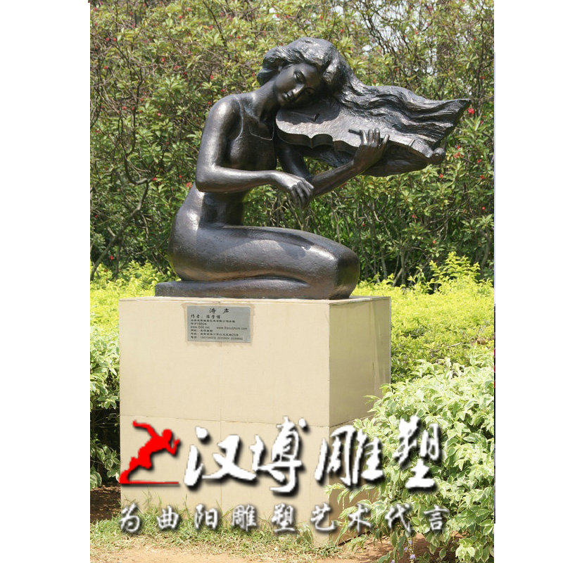 玻璃钢仿铜铸铜拉小提琴人物音乐主题雕塑户外园林景观广场定制